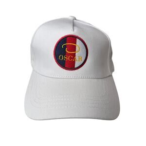 Oscar De La Renta Unisex Hat White OSCAR emblem Red Blue Casual‎ Basic Cap NWT